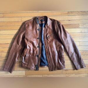 John Varvatos Tan 100% Sheepskin Leather Jacket. Truly unique